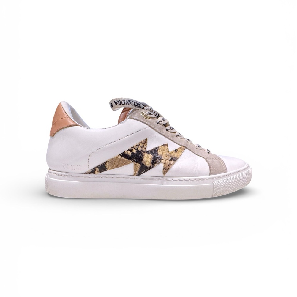 Zadig & Voltaire White and Gold Accent Sneakers - Picture 2 of 15